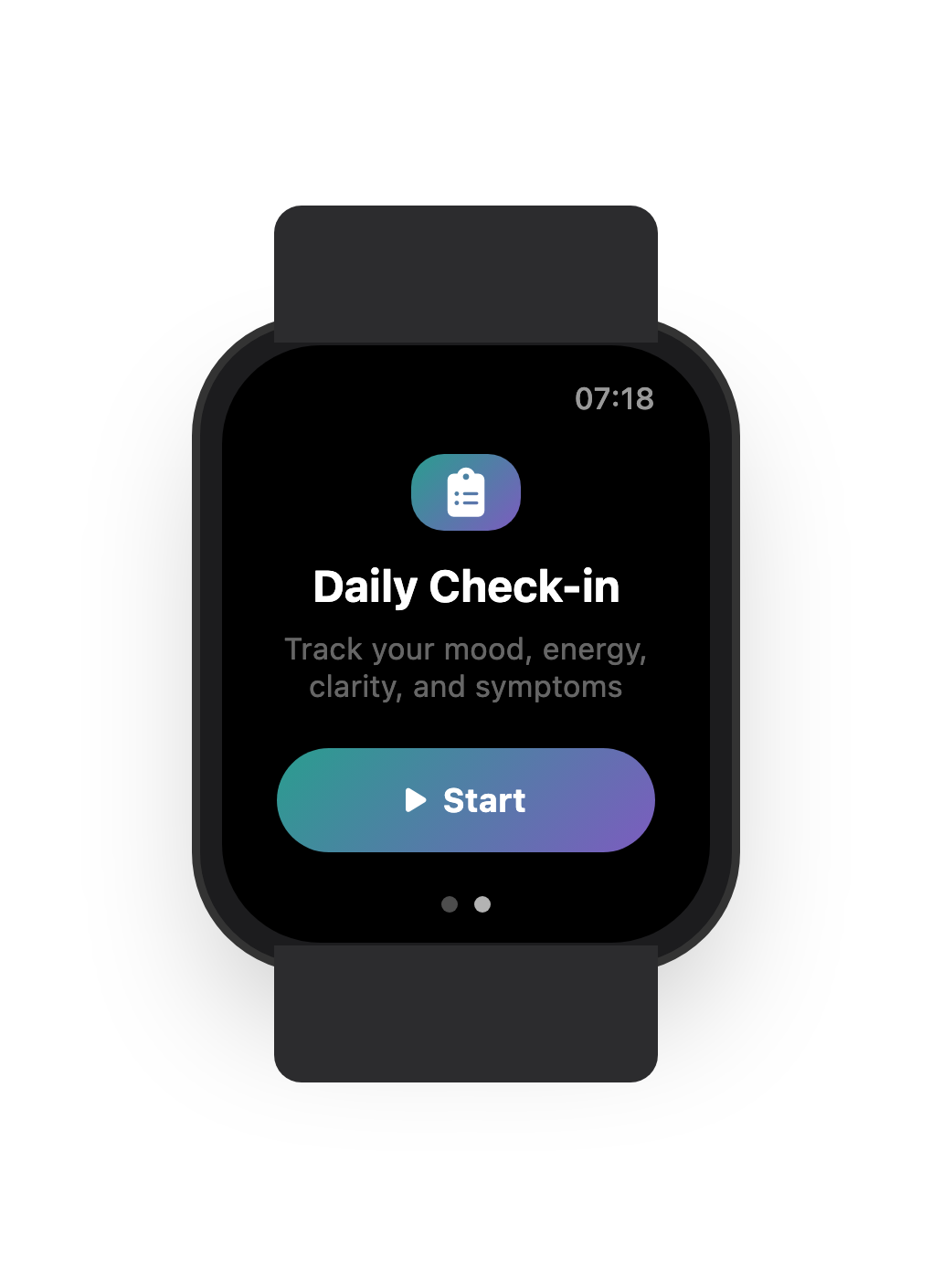 HRTMe on Apple Watch showing the next HRT dose with a countdown